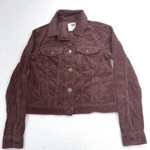 SO Junior's‎ XS Brown Cozy Corduroy Long Sleeve Button Jacket Vintage Y2K NWT